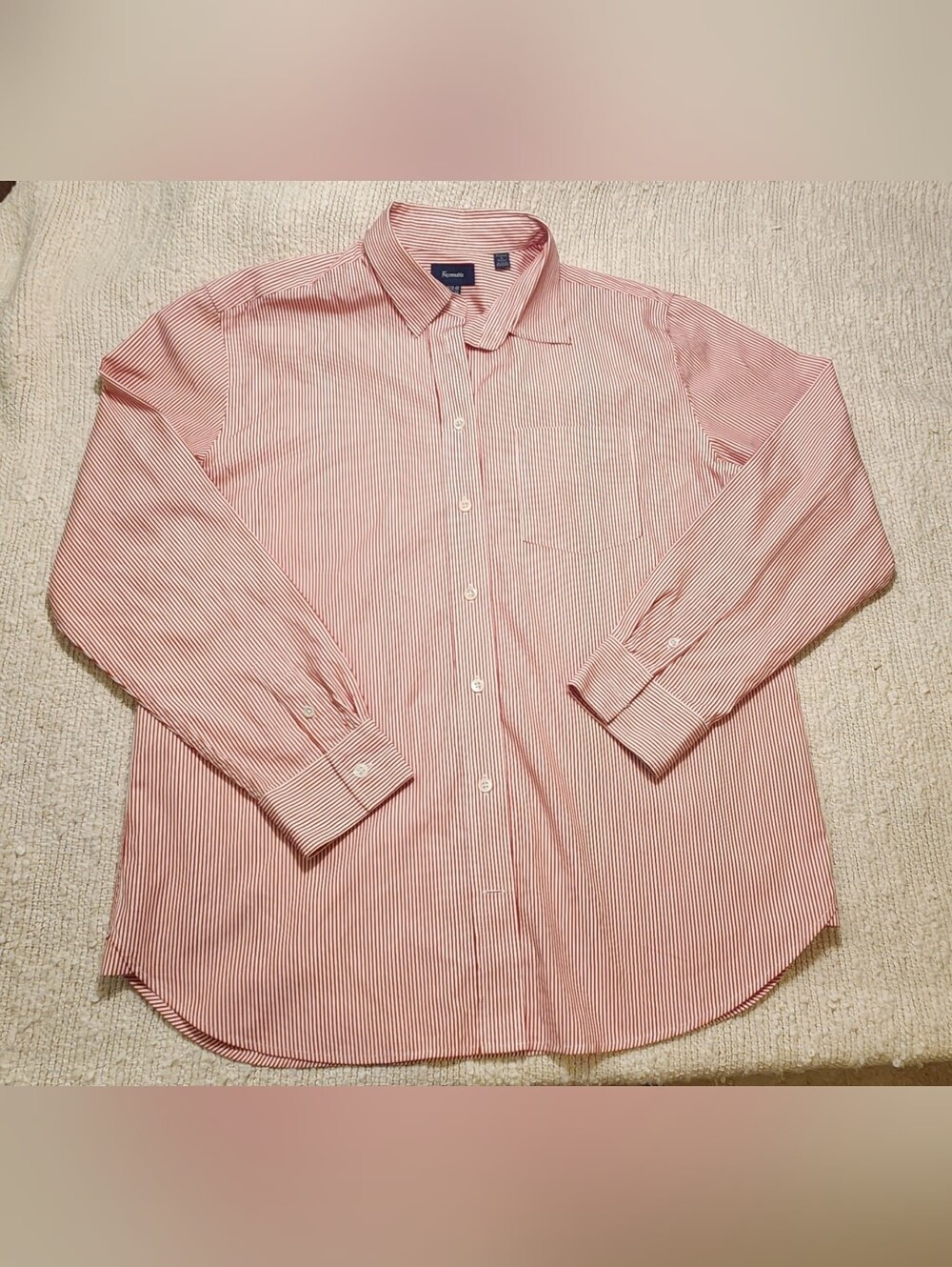 Façonnable Red And White Vertical Striped Button-down Shirt.